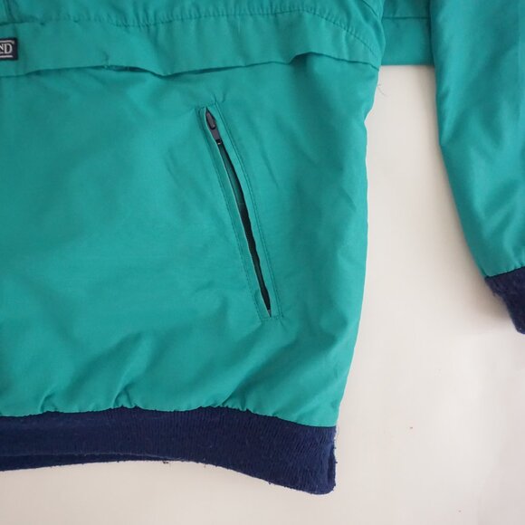 Vintage Lands’ End Teal Nylon Fleece Pullover Anorak 90s Outdoors Old Money Vibe - Picture 6 of 14